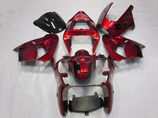 Carene Moto Kawasaki ZX6R 2000-2002 - Caramella Rosso Nero Tribal