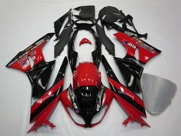 Carene Moto Kawasaki ZX6R 2009-2012 - Rosso Nero Lucido Elf Touch4 Bridgestone