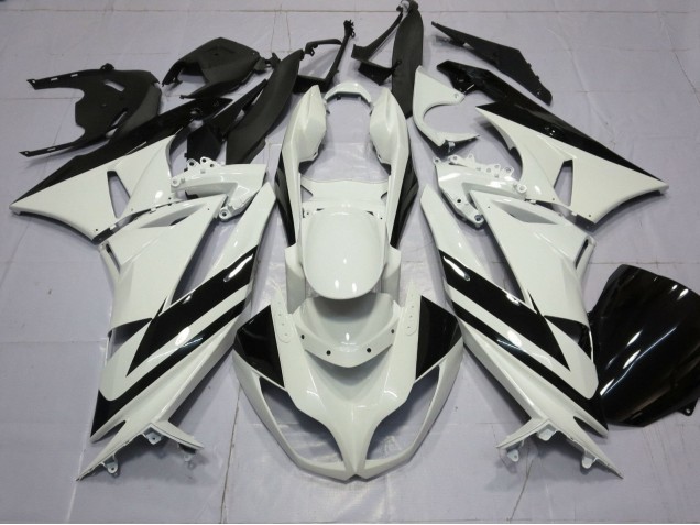 Carene Moto Kawasaki ZX6R 2009-2012 - Bianco Nero Lucido Banda
