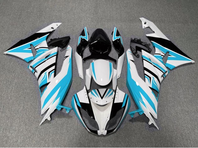 Carene Moto Kawasaki ZX6R 2009-2012 - Bianco Azzurro Chiaro Nero