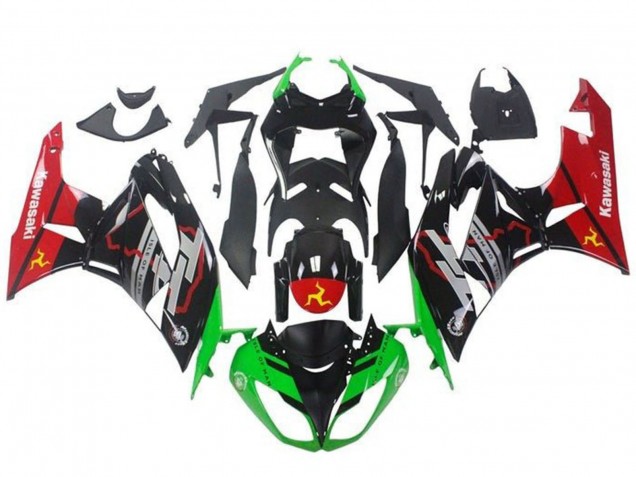 Carene Moto Kawasaki ZX6R 2009-2012 - Verde Nero Lucido Rosso
