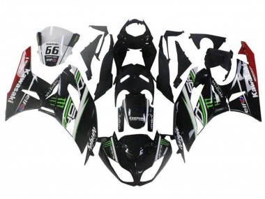 Carene Moto Kawasaki ZX6R 2009-2012 - Nero Lucido Bianco Verde Rosso Elf Mostro