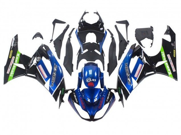 Carene Moto Kawasaki ZX6R 2009-2012 - Blu Nero Lucido Rosso Verde
