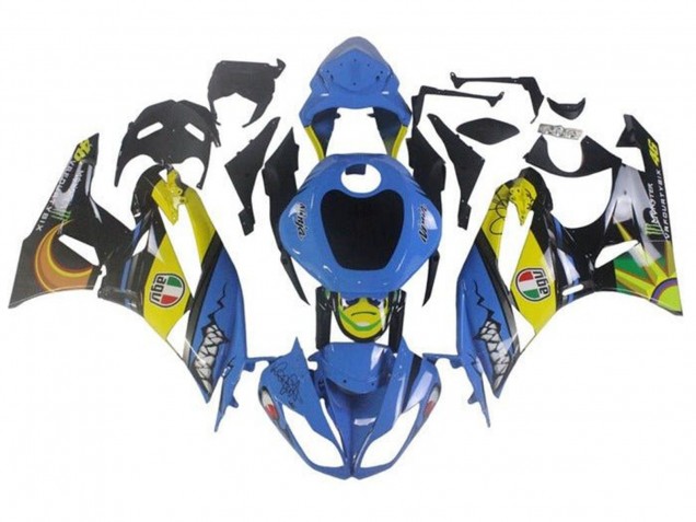 Carene Moto Kawasaki ZX6R 2009-2012 - Blu Giallo Squalo