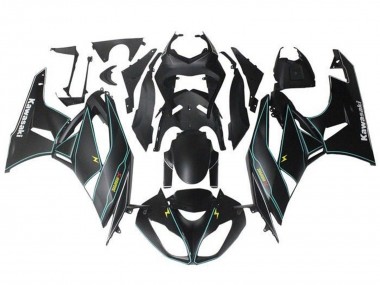 Carene Moto Kawasaki ZX6R 2009-2012 - Nero Opaco Blu Giallo Banda