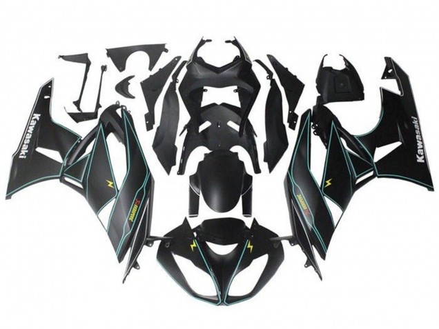 Carene Moto Kawasaki ZX6R 2009-2012 - Nero Opaco Blu Giallo Banda