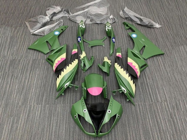 Carene Moto Kawasaki ZX6R 2009-2012 - Giallo Rosa Verde Opaco Squalo