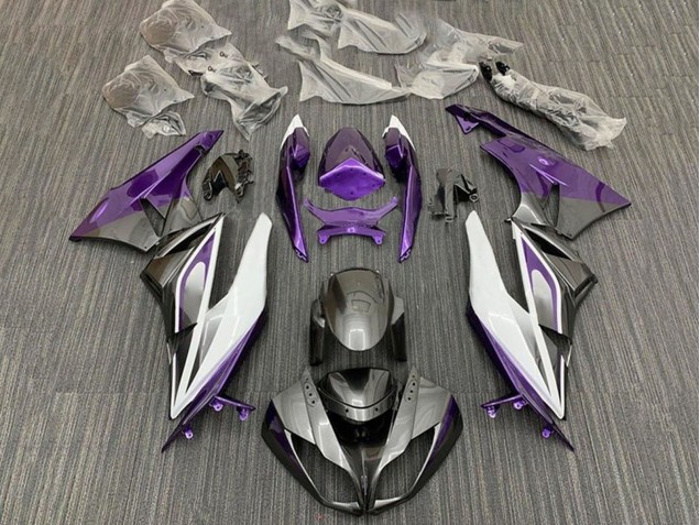 Carene Moto Kawasaki ZX6R 2009-2012 - Viola Bianco Argento Nero