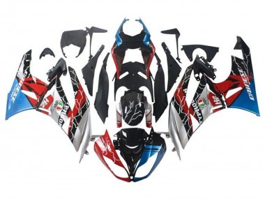 Carene Moto Kawasaki ZX6R 2009-2012 - Blu Rosso Nero Lucido Argento