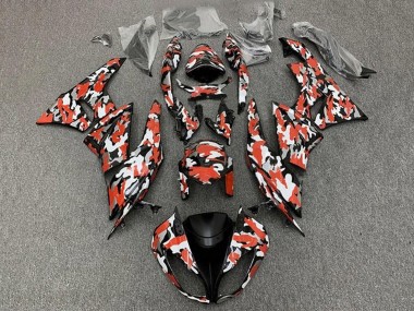 Carene Moto Kawasaki ZX6R 2009-2012 - Rosso Bianco Nero Camouflage