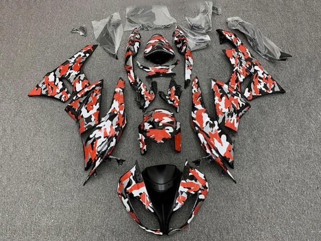 Carene Moto Kawasaki ZX6R 2009-2012 - Rosso Bianco Nero Camouflage