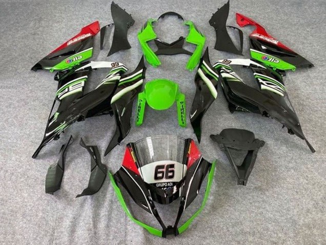 Carene Moto Kawasaki ZX6R 2013-2018 - Verde Bianco Nero Rosso Elf 66