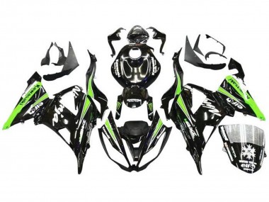 Carene Moto Kawasaki ZX6R 2013-2018 - Nero Lucido Verde Bianco Mostro Nevicare