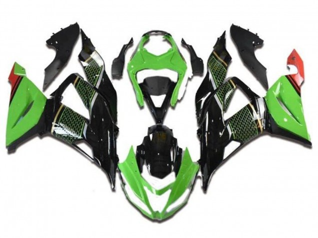 Carene Moto Kawasaki ZX6R 2013-2018 - Verde Nero Rosso Honeycomb
