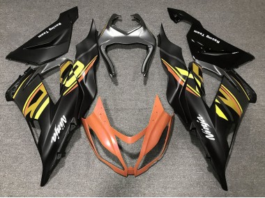 Carene Moto Kawasaki ZX6R 2013-2018 - Nero Opaco Arancia Oro