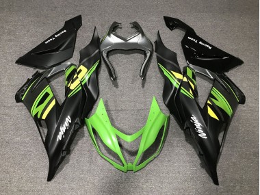 Carene Moto Kawasaki ZX6R 2013-2018 - Nero Opaco Verde Giallo