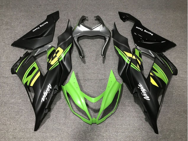 Carene Moto Kawasaki ZX6R 2013-2018 - Nero Opaco Verde Giallo