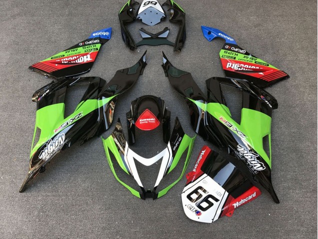 Carene Moto Kawasaki ZX6R 2013-2018 - Verde Nero Rosso Bianco Motocard 66