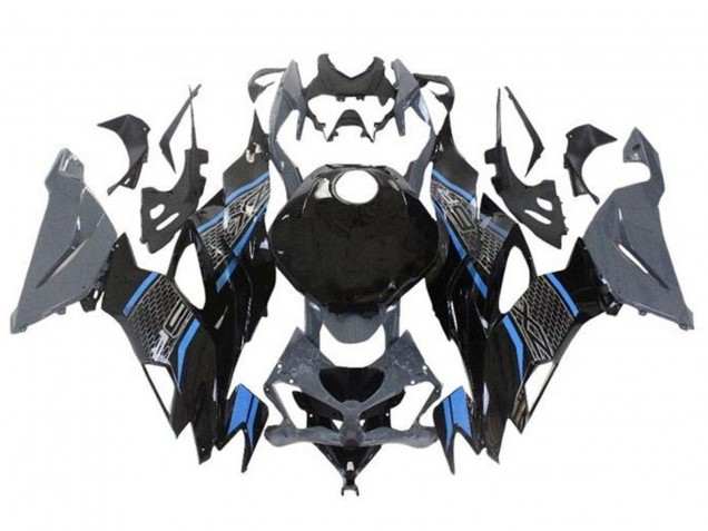 Carene Moto Kawasaki ZX6R 2019-2022 - Grigio Blu Nero Honeycomb