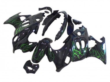 Carene Moto Suzuki GSX600F/GSX750F 2004-2006 - Nero Lucido Verde Fiamma