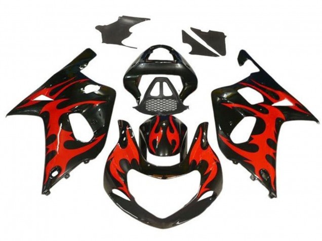 Carene Moto Suzuki GSXR1000 2000-2002 - Nero Lucido Rosso Tribal