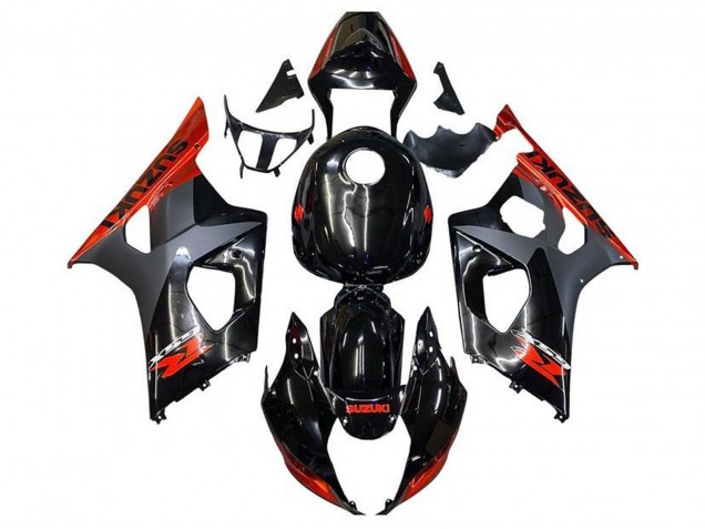 Carene Moto Suzuki GSXR 1000 2003-2004 - Nero Lucido Nero Opaco Arancia