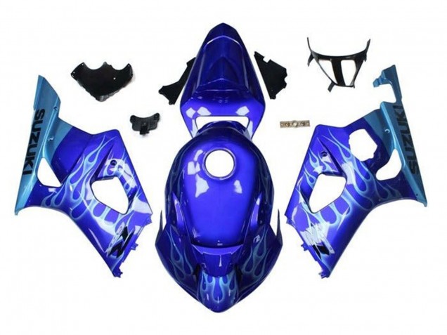 Carene Moto Suzuki GSXR 1000 2003-2004 - Blu Azzurro Chiaro Bianco Fiamma