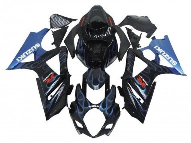 Carene Moto Suzuki GSXR 1000 2005-2006 - Nero Azzurro Chiaro Fiamma
