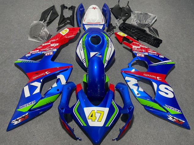 Carene Moto Suzuki GSXR 1000 2005-2006 - Blu Verde Bianco Rosso 47 Corsa
