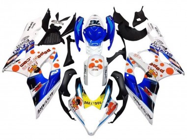 Carene Moto Suzuki GSXR 1000 2005-2006 - Bianco Blu Arancia Giallo Dark Dog
