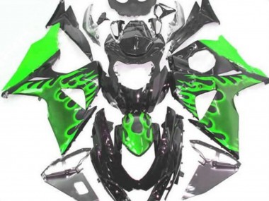 Carene Moto Suzuki GSXR 1000 2009-2016 - Nero Lucido Verde Fiamma