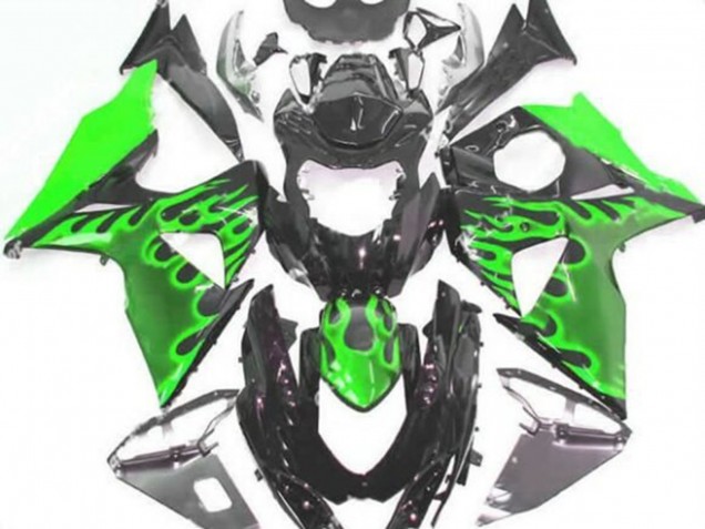 Carene Moto Suzuki GSXR 1000 2009-2016 - Nero Lucido Verde Fiamma