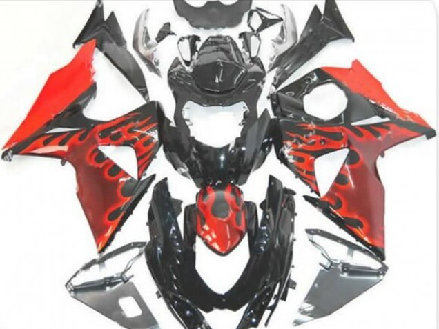 Carene Moto Suzuki GSXR 1000 2009-2016 - Nero Lucido Rosso Fiamma