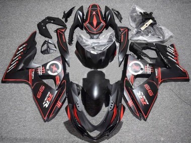 Carene Moto Suzuki GSXR 1000 2009-2016 - Nero Opaco Rosso Gessato
