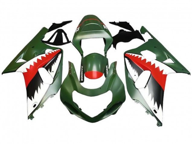 Carene Moto Suzuki GSXR 600 / GSXR 750 2001-2003 - Verde Militare Opaco Bianco Rosso Squalo