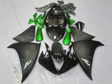 Carene Moto Yamaha YZF 1000 R1 2012-2014 - Nero Lucido Nero Opaco Verde