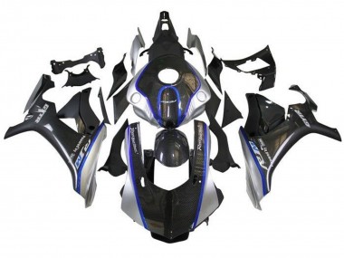 Carene Moto Yamaha YZF 1000 R1 2015-2019 - Falso Fibra di Carbonio Argento Blu R1M