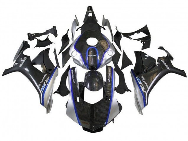 Carene Moto Yamaha YZF 1000 R1 2015-2019 - Falso Fibra di Carbonio Argento Blu R1M