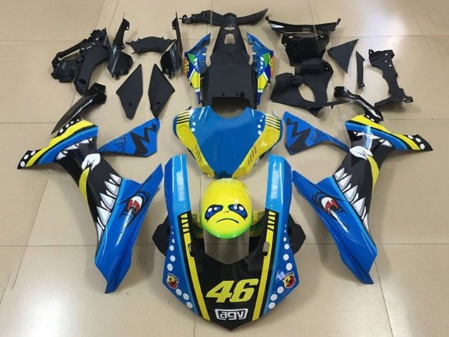 Carene Moto Yamaha YZF 1000 R1 2015-2019 - Blu Giallo Nero Squalo 46