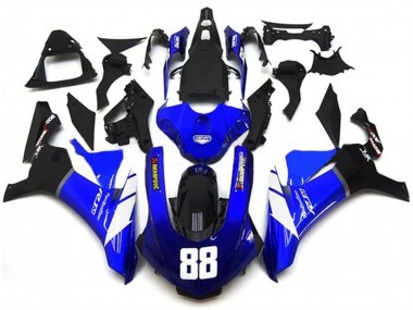 Carene Moto Yamaha YZF 1000 R1 2015-2019 - Blu Bianco Nero Lucido Akropovic