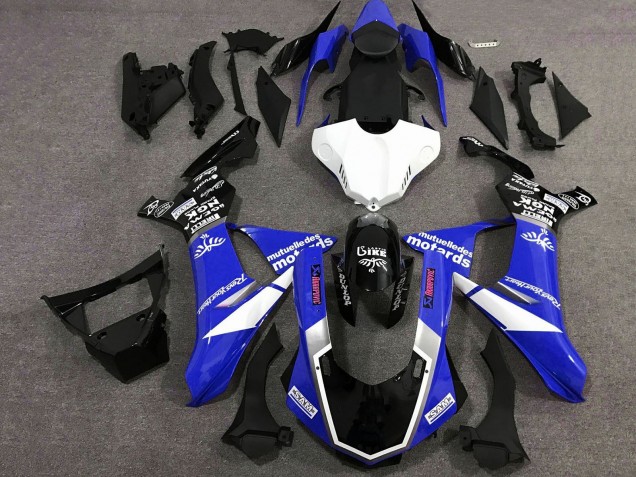 Carene Moto Yamaha YZF 1000 R1 2015-2019 - Blu Bianco Nero Lucido
