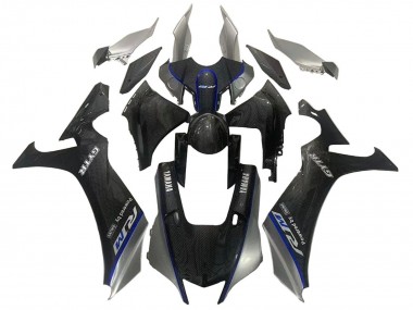 Carene Moto Yamaha YZF 1000 R1 2020-2025 - Falso Fibra di Carbonio Argento Blu