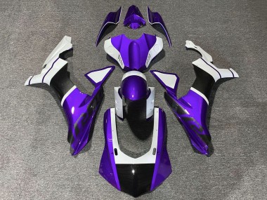 Carene Moto Yamaha YZF 1000 R1 2020-2025 - Viola Bianco Falso Fibra di Carbonio