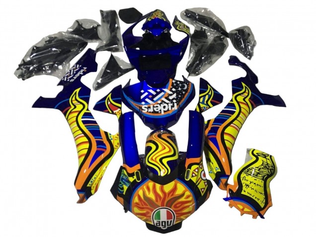 Carene Moto Yamaha YZF 1000 R1 2020-2025 - Blu Giallo Arancia Tribal Sun