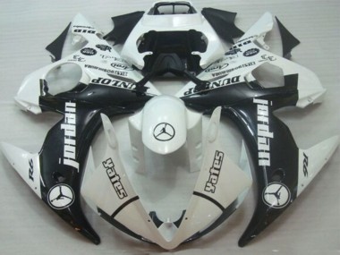 Carene Moto Yamaha YZF R6 2005 - Bianco Nero Lucido Jordan Dunlop