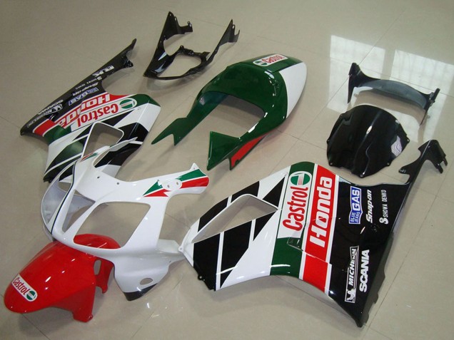 Kit Carena Moto Honda VTR1000 2000-2006 - Bianco Rosso Verde Nero Lucido Castrol