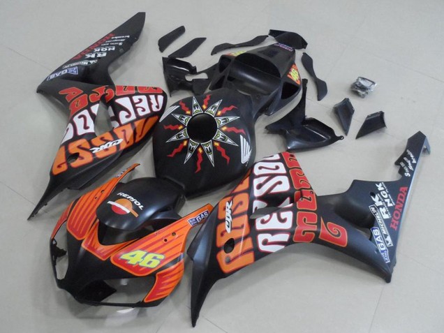 Carene Moto Honda CBR1000RR 2006-2007 - Nero Opaco Arancia Rossi 46