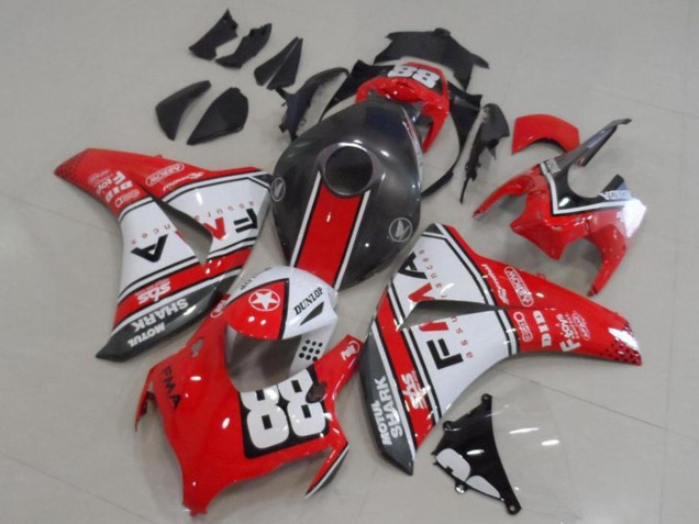 Carene Moto Honda CBR1000RR 2008-2011 - Bianco Rosso Nero Opaco Dunlop Fiamm 88