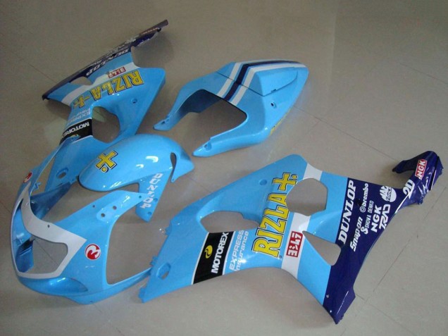 Carene Moto Suzuki GSXR 1000 2000-2002 - Azzurro Chiaro Giallo Nero Bianco Giallo Rizla