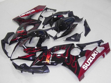 Carene Moto Suzuki GSXR 1000 2005-2006 - Nero Lucido Rosso Fiamma